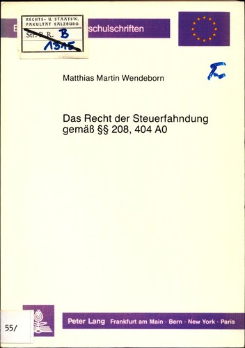 Das recht der steuerfahndung - das,